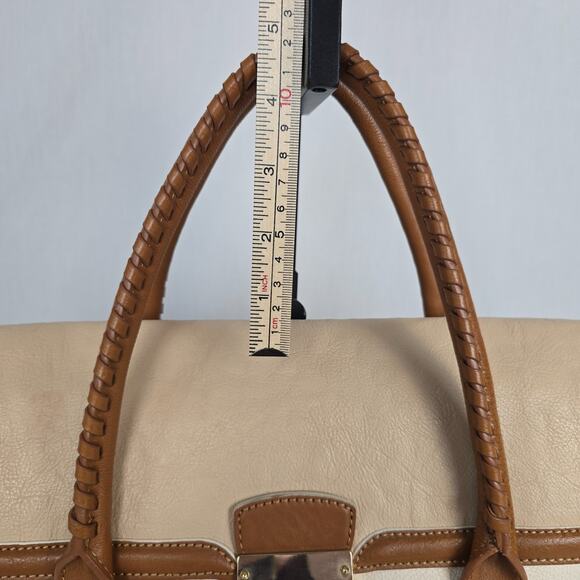DKNY Leather Laptop Travel Business Bag Cream Beige Double Handles & CB Strap - Picture 16 of 16